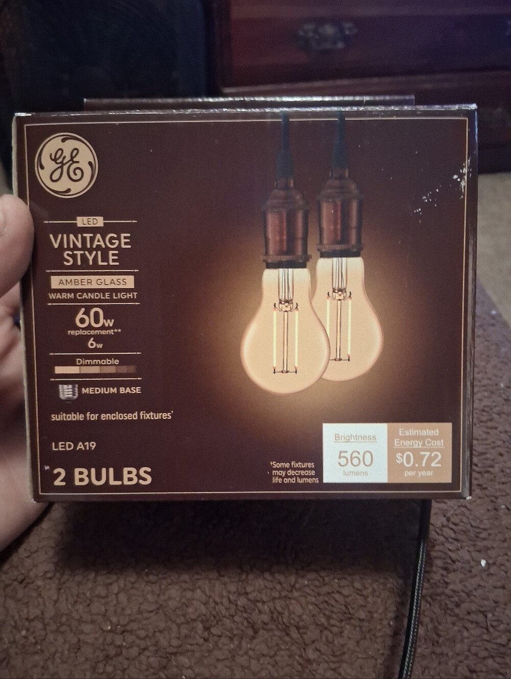 Vintage Style Amber Glass LED Bulbs - 2 Pack (4 Bulbs Total)
